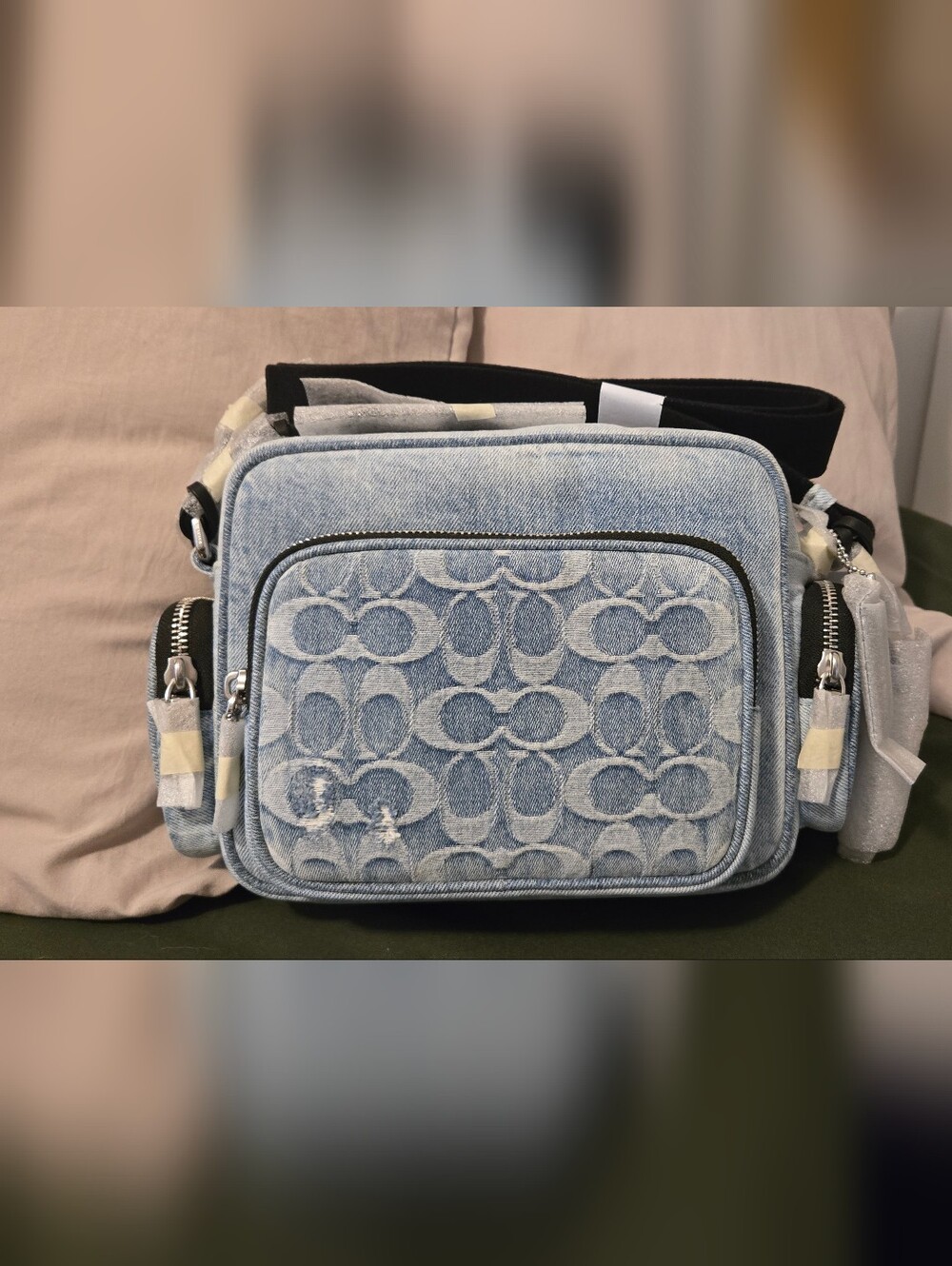 Coach Fletcher In Signature Loved Denim Crossbody.  NO CHARMS INCLUDED